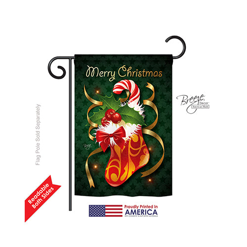 Breeze Decor 64086 Christmas Xmas Stocking 2-Sided Impression Garden Flag - 13 X 18.5 In.