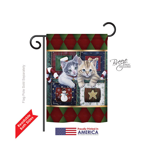 Breeze Decor 64097 Christmas Christmas Calendar Kittens 2-Sided Impression Garden Flag - 13 X 18.5 In.