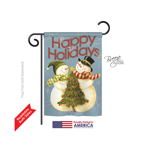 Breeze Decor 64102 Christmas Happy Holidays Tree 2-Sided Impression Garden Flag - 13 X 18.5 In.