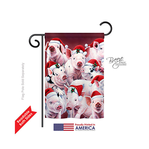 Breeze Decor 64122 Christmas Christmas Piggies 2-Sided Impression Garden Flag - 13 X 18.5 In.