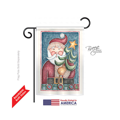 Breeze Decor 64127 Christmas Hohoho Santa Tree 2-Sided Impression Garden Flag - 13 X 18.5 In.