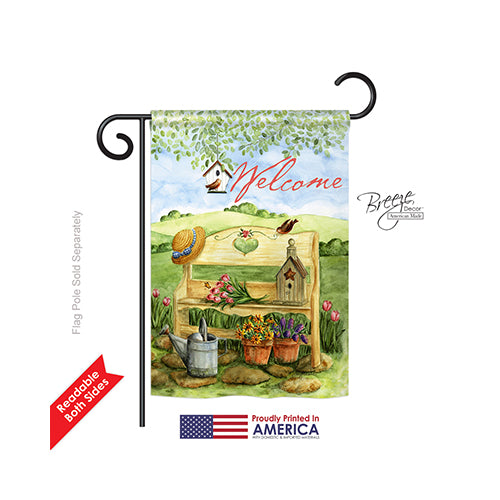 Breeze Decor 50050 Welcome Garden Bench 2-Sided Impression Garden Flag - 13 X 18.5 In.
