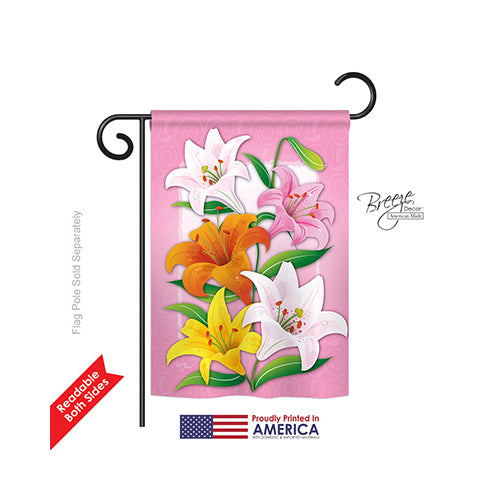 Breeze Decor 54075 Floral Lilies 2-Sided Impression Garden Flag - 13 X 18.5 In.