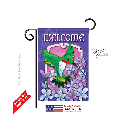Breeze Decor 55033 Birds Welcome Hummingbird 2-Sided Impression Garden Flag - 13 X 18.5 In.