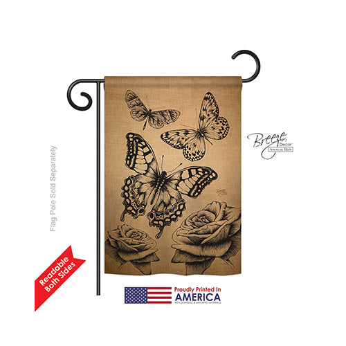 Breeze Decor 54002 Butterflies Burlap 2-Sided Impression Garden Flag - 13 X 18.5 In.