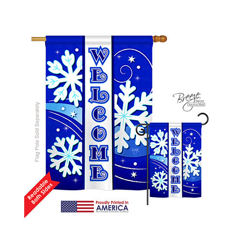 Breeze Decor 14074 Winter Welcome Winter 2-Sided Vertical Impression House Flag - 28 X 40 In.