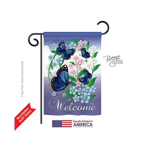 Breeze Decor 54069 Blue Butterflies 2-Sided Impression Garden Flag - 13 X 18.5 In.