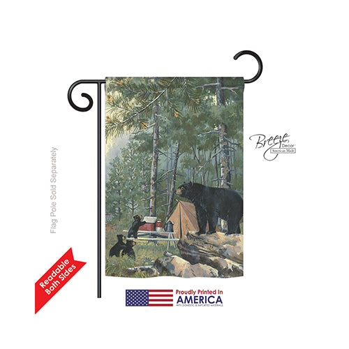 Breeze Decor 60044 Wildlife & Lodge Bears Campsite 2-Sided Impression Garden Flag - 13 X 18.5 In.