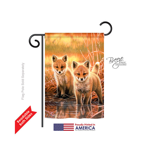 Breeze Decor 60086 Wildlife & Lodge Foxes 2-Sided Impression Garden Flag - 13 X 18.5 In.