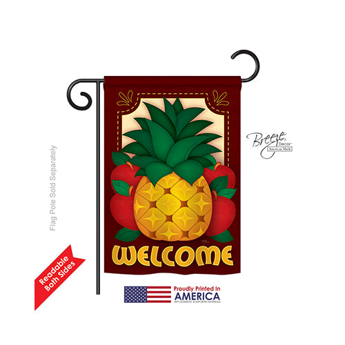 Breeze Decor 67017 Welcome Pineapple 2-Sided Impression Garden Flag - 13 X 18.5 In.