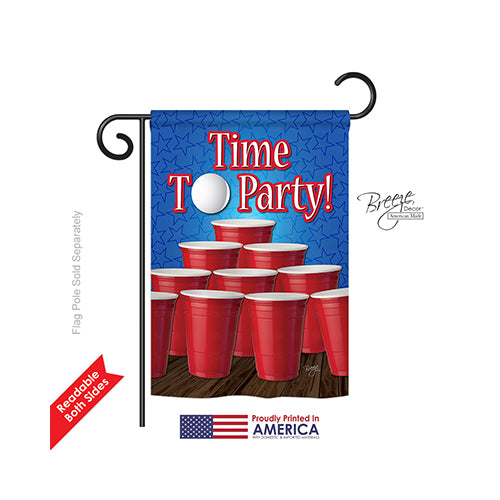 Breeze Decor 67032 Time To Party 2-Sided Impression Garden Flag - 13 X 18.5 In.