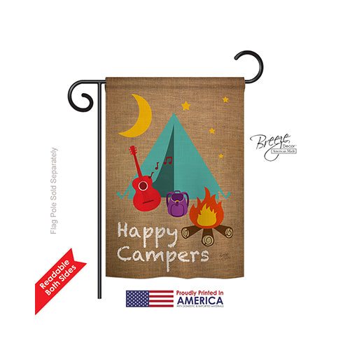 Breeze Decor 59045 Happy Campers 2-Sided Impression Garden Flag - 13 X 18.5 In.