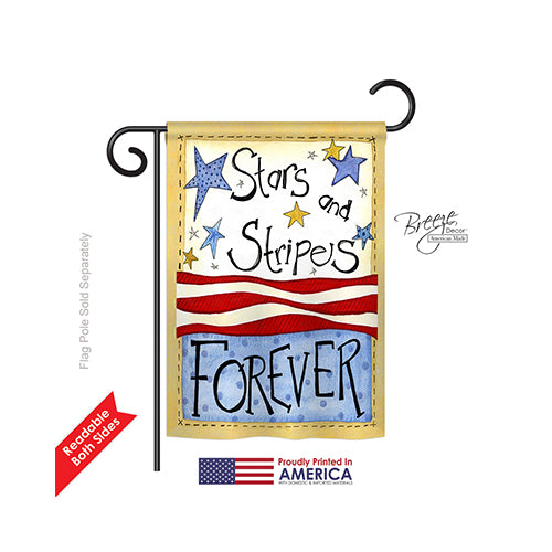 Breeze Decor 61005 Patriotic Stars & Stripes 2-Sided Impression Garden Flag - 13 X 18.5 In.