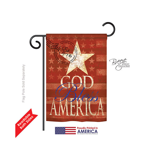 Breeze Decor 61053 Patriotic God Bless America 2-Sided Impression Garden Flag - 13 X 18.5 In.