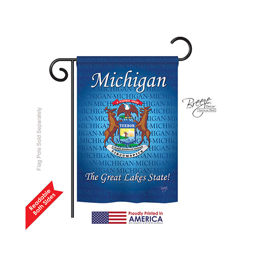 Breeze Decor 58105 States Michigan 2-Sided Impression Garden Flag - 13 X 18.5 In.