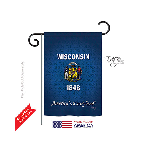 Breeze Decor 58108 States Wisconsin 2-Sided Impression Garden Flag - 13 X 18.5 In.