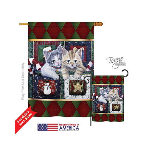 Breeze Decor 14097 Christmas Christmas Calendar Kittens 2-Sided Vertical Impression House Flag - 28 X 40 In.