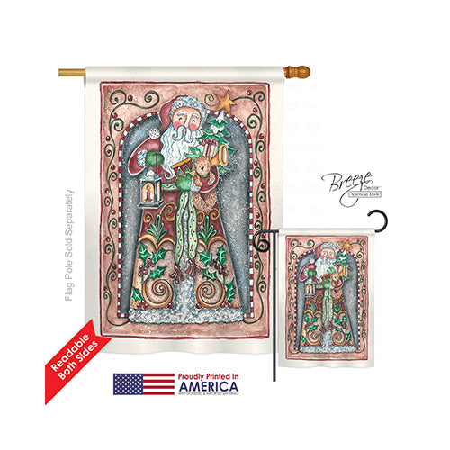 Breeze Decor 14128 Christmas Santa Toys & Lamp 2-Sided Vertical Impression House Flag - 28 X 40 In.
