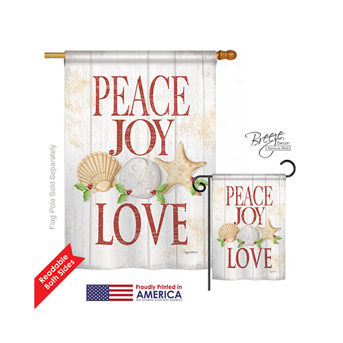 Breeze Decor 14133 Christmas Peace Joy Love 2-Sided Vertical Impression House Flag - 28 X 40 In.