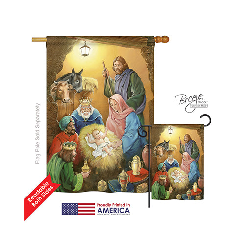 Breeze Decor 14103 Nativity Wise Men 2-Sided Vertical Impression House Flag - 28 X 40 In.