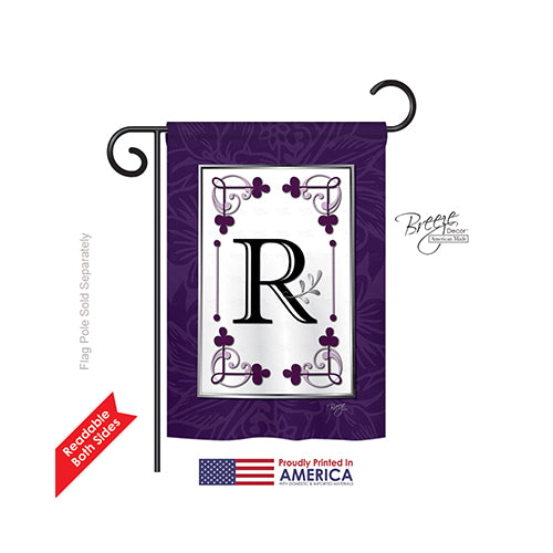 Breeze Decor 80018 Classic R Monogram 2-Sided Impression Garden Flag - 13 X 18.5 In.