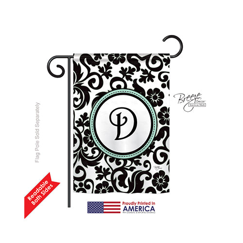 Breeze Decor 80056 Damask D Monogram 2-Sided Impression Garden Flag - 13 X 18.5 In.