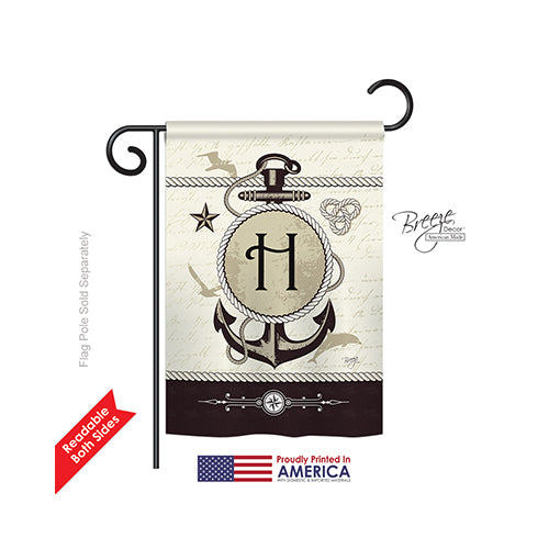 Breeze Decor 80190 Nautical H Monogram 2-Sided Impression Garden Flag - 13 X 18.5 In.
