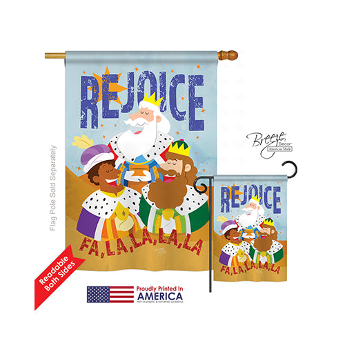 Breeze Decor 14130 Nativity Fa La La Rejoice 2-Sided Vertical Impression House Flag - 28 X 40 In.