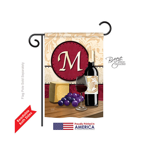 Breeze Decor 80221 Wine M Monogram 2-Sided Impression Garden Flag - 13 X 18.5 In.