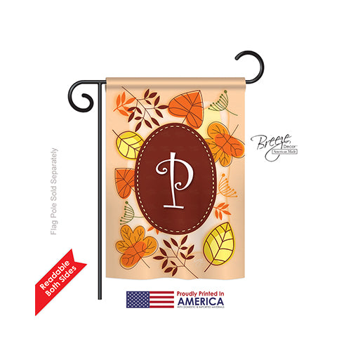 Breeze Decor 80042 Autumn P Monogram 2-Sided Impression Garden Flag - 13 X 18.5 In.