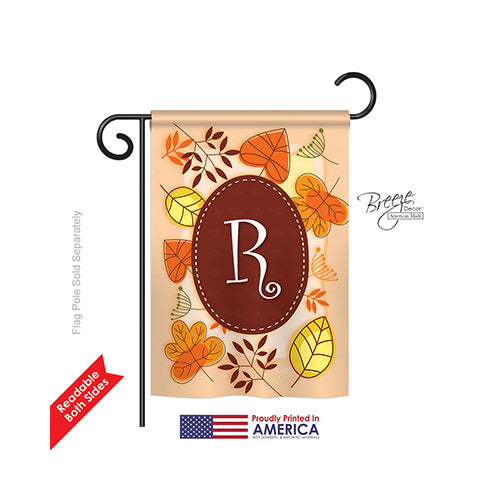 Breeze Decor 80044 Autumn R Monogram 2-Sided Impression Garden Flag - 13 X 18.5 In.