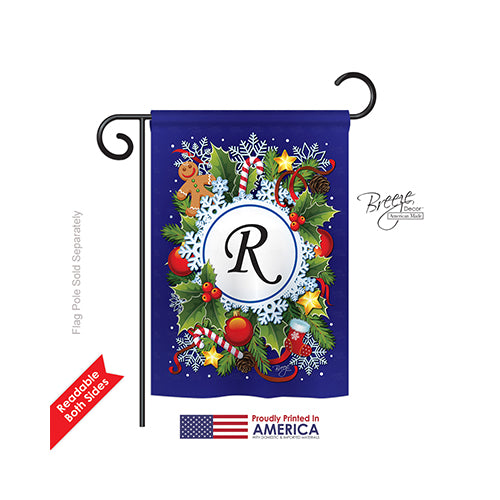 Breeze Decor 80096 Winter R Monogram 2-Sided Impression Garden Flag - 13 X 18.5 In.