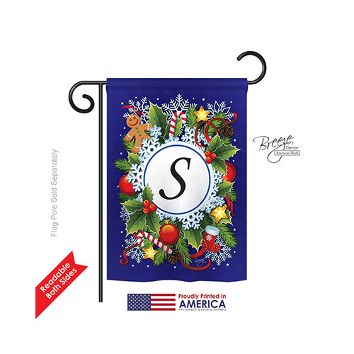 Breeze Decor 80097 Winter S Monogram 2-Sided Impression Garden Flag - 13 X 18.5 In.