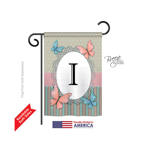 Breeze Decor 80139 Butterflies I Monogram 2-Sided Impression Garden Flag - 13 X 18.5 In.