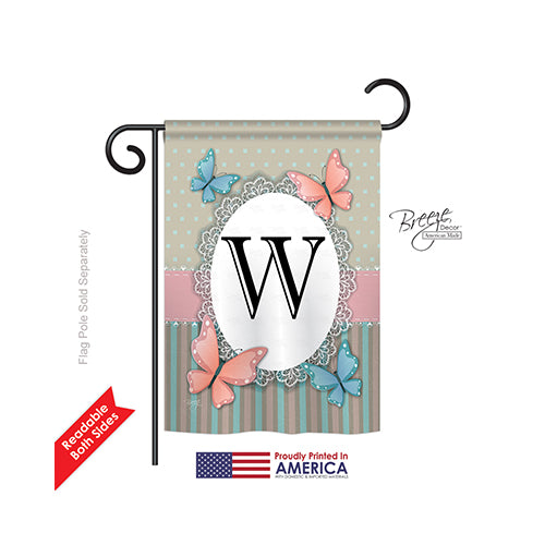 Breeze Decor 80153 Butterflies W Monogram 2-Sided Impression Garden Flag - 13 X 18.5 In.