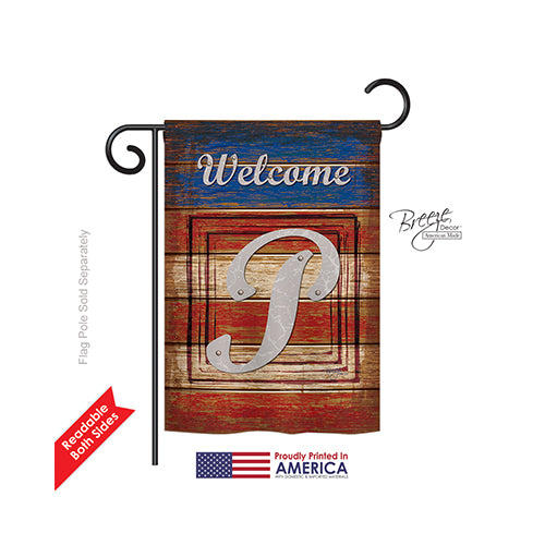 Breeze Decor 80120 Patriotic P Monogram 2-Sided Impression Garden Flag - 13 X 18.5 In.