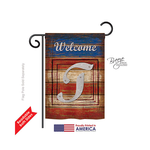 Breeze Decor 80124 Patriotic T Monogram 2-Sided Impression Garden Flag - 13 X 18.5 In.