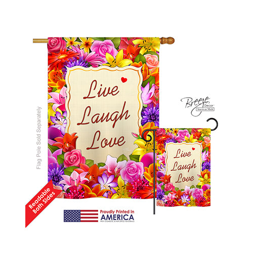 Breeze Decor 00055 Welcome Live  Laugh  Love 2-Sided Vertical Impression House Flag - 28 X 40 In.