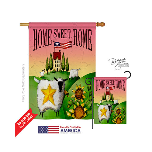 Breeze Decor 00061 Welcome Sheep Home Sweet Home 2-Sided Vertical Impression House Flag - 28 X 40 In.