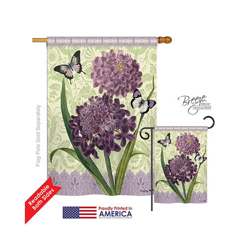 Breeze Decor 04079 Floral Iberis 2-Sided Vertical Impression House Flag - 28 X 40 In.
