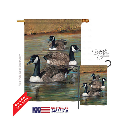 Breeze Decor 05049 Birds Geese 2-Sided Vertical Impression House Flag - 28 X 40 In.