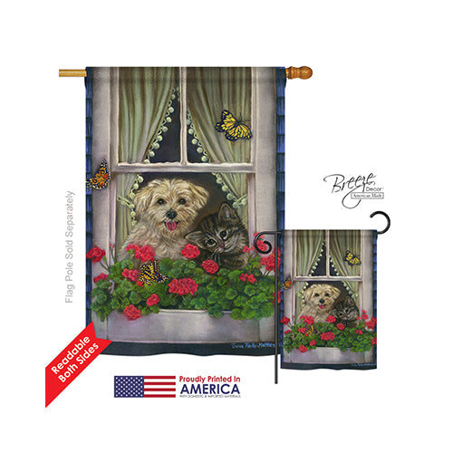 Breeze Decor 10056 Pets Faithfully Yours 2-Sided Vertical Impression House Flag - 28 X 40 In.