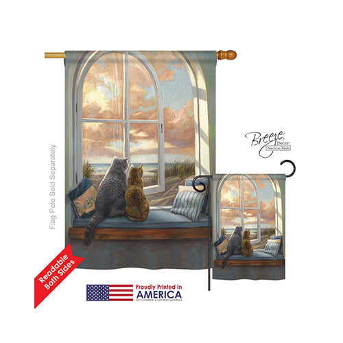 Breeze Decor 10057 Pets Enjoying The View 2-Sided Vertical Impression House Flag - 28 X 40 In.
