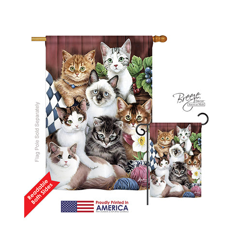 Breeze Decor 10069 Pets Cuddly Kittens 2-Sided Vertical Impression House Flag - 28 X 40 In.