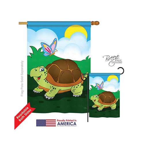 Breeze Decor 10040 Wildlife & Lodge Turtle 2-Sided Vertical Impression House Flag - 28 X 40 In.