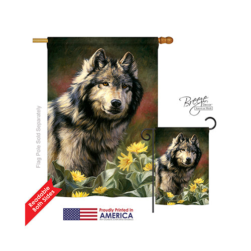 Breeze Decor 10083 Wildlife & Lodge Wild Spirit 2-Sided Vertical Impression House Flag - 28 X 40 In.