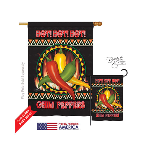 Breeze Decor 17031 Chili Peppers 2-Sided Vertical Impression House Flag - 28 X 40 In.