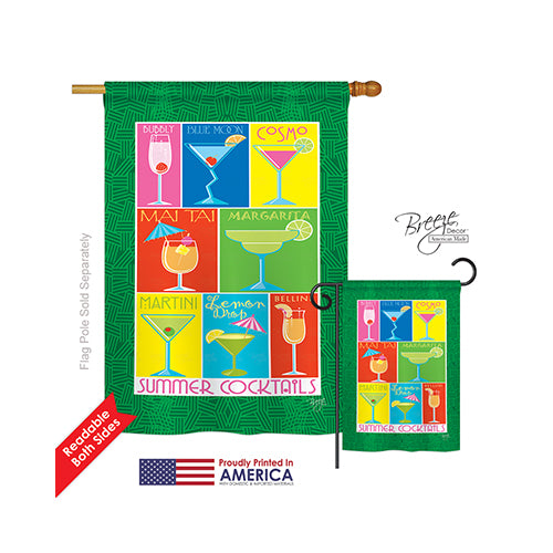 Breeze Decor 17027 Summer Drinks 2-Sided Vertical Impression House Flag - 28 X 40 In.