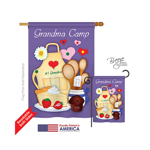 Breeze Decor 15055 Grandma Camp 2-Sided Vertical Impression House Flag - 28 X 44 In.