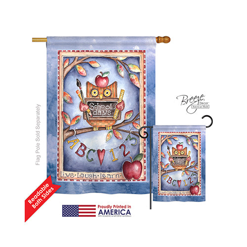 Breeze Decor 15107 School & Education Owl Live Laugh Learn 2-Sided Vertical Impression House Flag - 28 X 40 In.